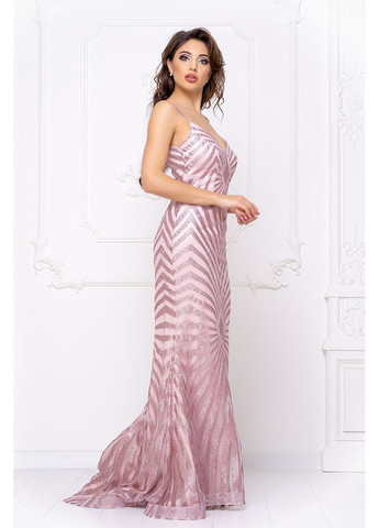 Розовое вечернее вечернее платье геометрический узор 20029 розовая Tanita-Romario
