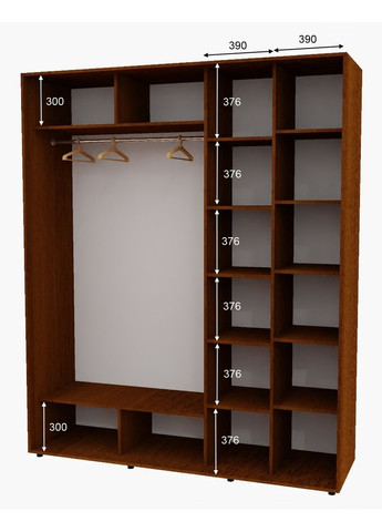 Шафа-купе дводверна 210*60*220 см Горіх лісовий 2 двері Дзеркало Алекса (356774057)