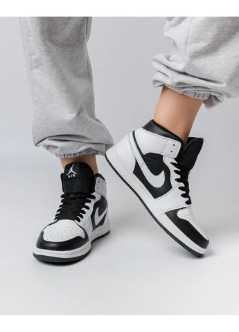 Черно-белые кроссовки white black No Brand Air Jordan 1 Retro HD