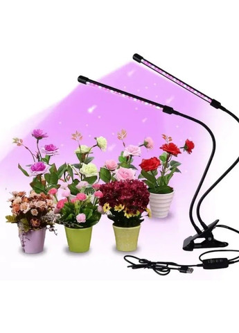 Фітолампа USB для росту рослин на 2 лампи, світлодіодна LED фіто лампа на прищіпці світильник для кімнатних квітів та розсади No Brand (330028221)