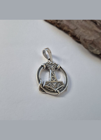 Срібна підвіска оберіг амулет "Молот Тора в Колі" чорнене срібло 925 проби (АРТ.89035ч) 11.20г No Brand (306743411)