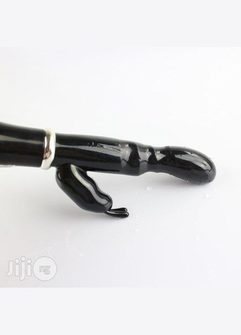 Вагинальный вибратор черный с клиторальной стимуляцией, на батарейках, 10118 No Brand (315360076)