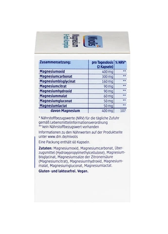 Комплекс из 8 соединений магния для мышц, нервов и энергии Magnesium 8-fach Komplex Kapseln 60 шт Mivolis (388563547)