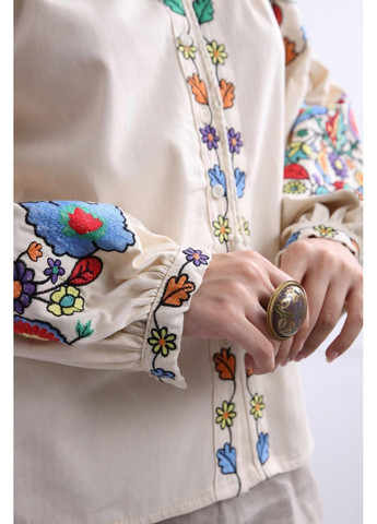 Кремова жіноча вишита сорочка "квіти" ESQ (360481456)