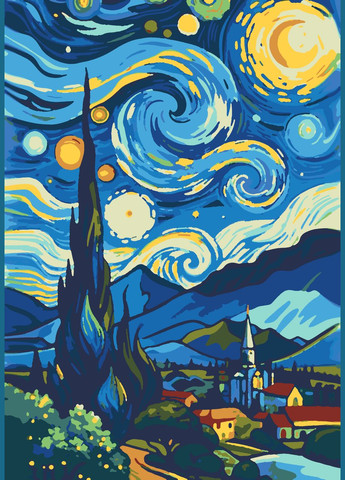 Картина за номерами The Starry Night 28x40 см (RB-1115) Riviera Blanca (323223426)