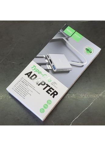 Кабель-переходник HB14 Easy use Type-C Adapter(Type-C to USB3.0+HDMI+PD) Silver Hoco (355412599)