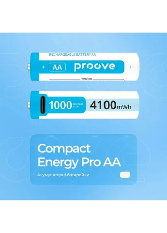 Акумуляторні батарейки Compact Energy Pro AA 2 pcs white Proove (396528997)