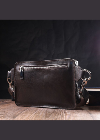 Прямоугольная сумка бананка из качественной натуральной кожи 22575 Коричневый Grande Pelle (331913499)