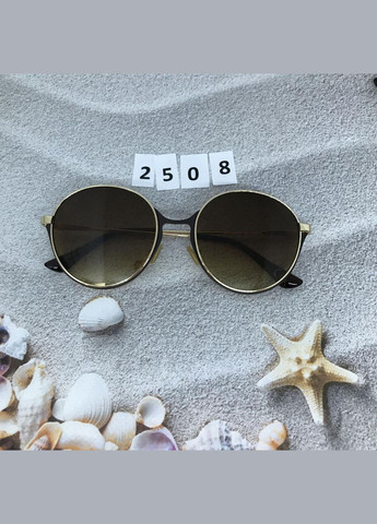 Круглые коричневые очки в золотой оправе. No Brand (302490849)