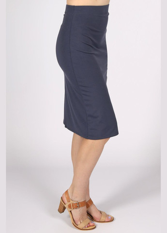 Темно-серая офисная юбка-карандаш женская по колено, классическая, трикотажная, однотонная, с разрезом сзади. No Brand карандаш