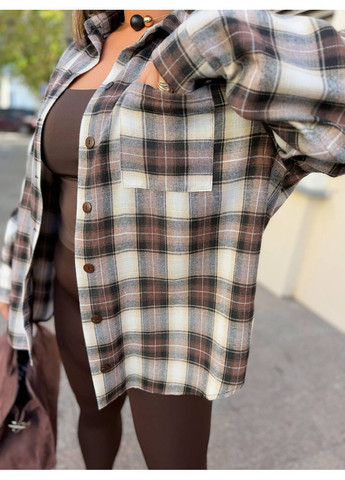 Коричневая повседневный, кэжуал рубашка в клетку Vakko с длинным рукавом