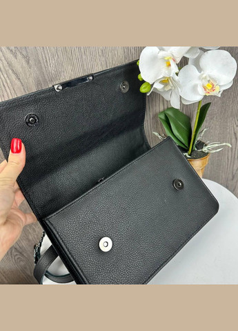 Жіноча міні сумка клатч із натуральної шкіри з ланцюжком чорна (sku_1696) No Brand (330576662)