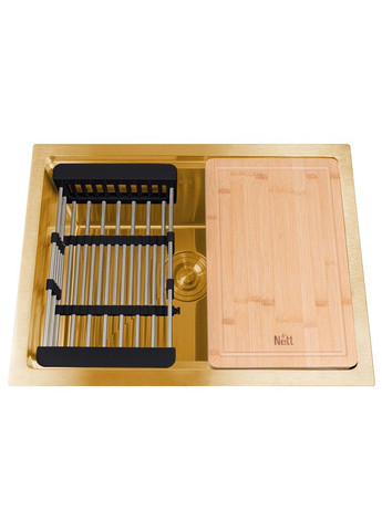 Золотая мойка под столешницу из нержавейки 1.5 мм кухонная станция NG-5742 Nett (336938080)