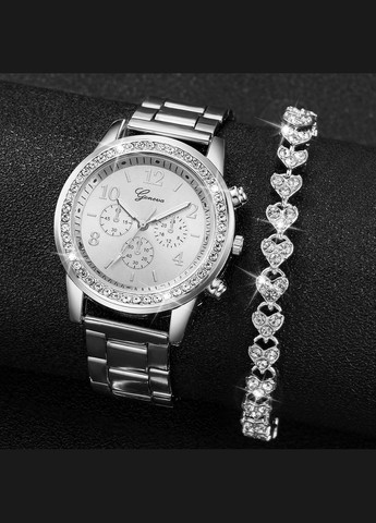 Годинник жіночий наручний Kors Style Silver під срібло і браслет зі стразами Geneva (305214547)