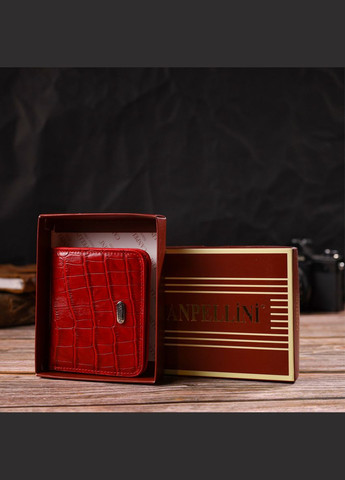 Жіночий гаманець з натуральної шкіри з тисненням під крокодила 21795 Червоний Canpellini (298567778)
