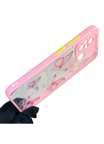 Чехол для Redmi 12C с блёстками с бабочками на сяоми редми 12с розовый Xiaomi (366389800)