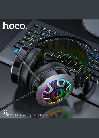 Наушники Gaming LED headphones HiRes ESD05 черные Hoco (282928301)