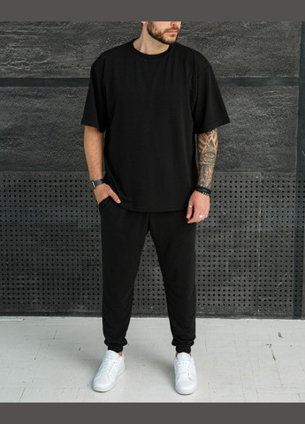 Чорний літній комплект чоловічий оверсайз (штани+футболка) No Brand комп