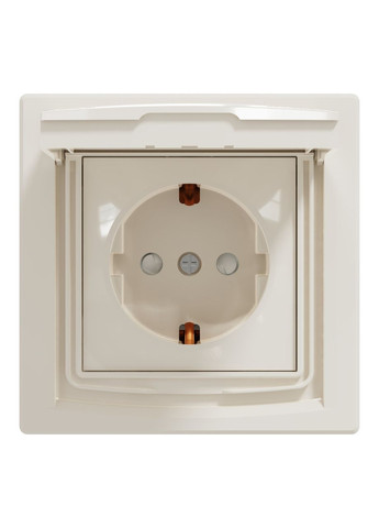 Розетка ip44 з кришкою, з заземленням, з захисними шторками, крем, Asfora, EPH3100321 Schneider (372582379)