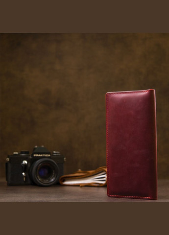 Жіночий гаманець з натуральної шкіри з монетницею 11468 Бордовий Grande Pelle (306882020)