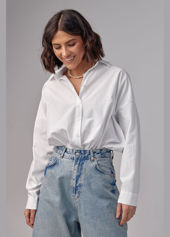 Подовжена жіноча сорочка в стилі oversize - білий Lurex (293293037)