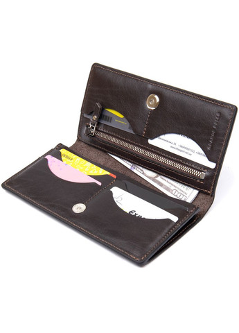 Шкіряне глянсове портмоне 11469 Темно-коричневий Grande Pelle (329152087)