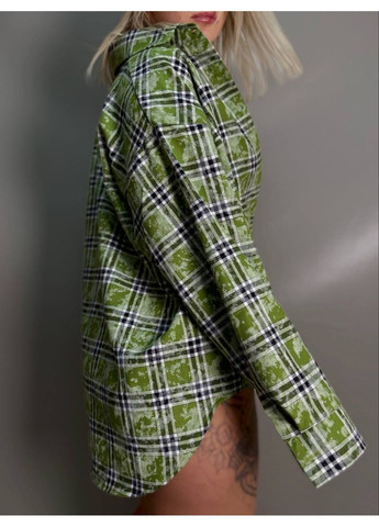 Зеленая повседневный, кэжуал рубашка в клетку Style Point с длинным рукавом