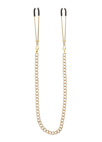 Зажимы для сосков с цепочкой Nipple Play Tweezers With Chain, золотистые Taboom (383084037)