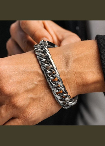 Мужской серебряный браслет стальной, мужская цепочка на руку 12 мм No Brand (328048523)