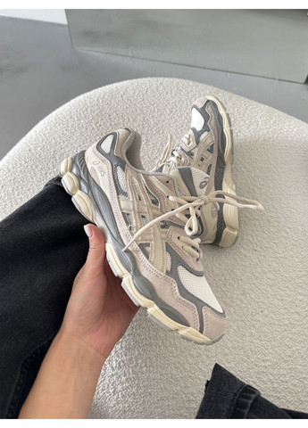 Серые демисезонные кроссовки мужские asics gel-nyc grey / beige асикс гель нюк No Brand
