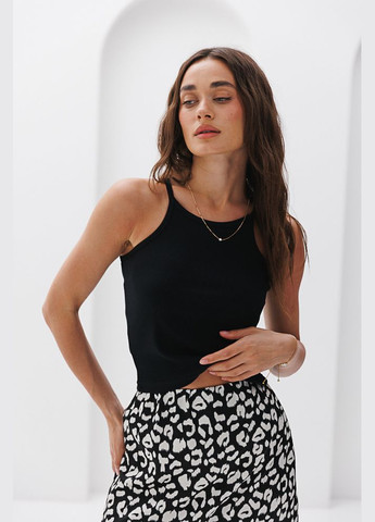 Женская майка в рубчик с американской проймой белая Arjen — 297574681