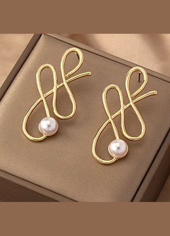 Сережки акцентные вензеля с бусиной No Brand (329184915)