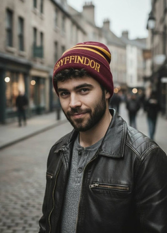 Тёплая вязаная шапка-бини с надписью Гриффиндор унисекс My Kigu (363838741)