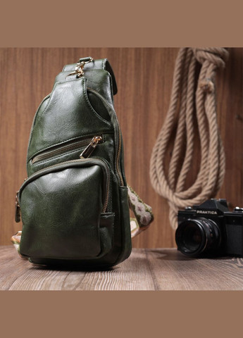 Жіночий слінг сумка через плече з екошкіри з кишенями Vintage зелена (sku_22755) No Brand (329853168)