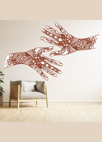 Вінілова інтер'єрна на стіну (шпалери, фарбу) "Візерунки Мехенди. Руки" самоклеюча Кавун наклейка (316190024)