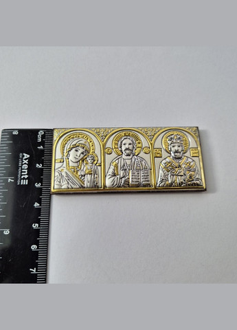 Автомобильная икона Казанская Богородица Иисус св. Николай Серебро 925 пробы Позолота No Brand (306741468)