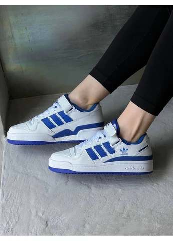 Білі літні кросівки adidas forum low white blue адідас форум No Brand