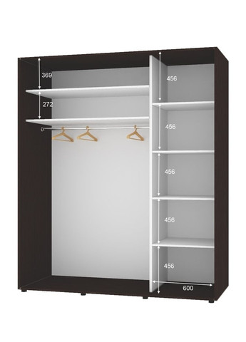 Шкаф-купе двухдверный Комфорт Мебель 200*60*240 см Венге 2 двери Зеркало Стандарт Комфорт Меблі (360436886)