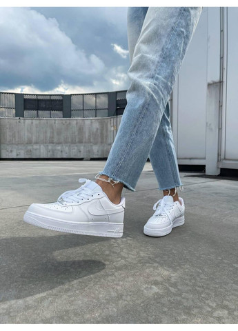 Білі Осінні кросівки чоловічі nike air force 1 classic white premium найк аір форс 1 преміум No Brand