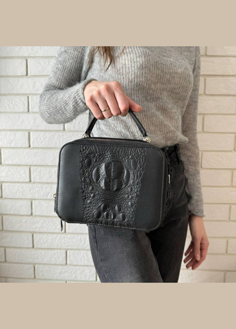 Жіноча каркасна міні сумочка клатч з 3Д тисненням чорна рептилія (sku_760С) No Brand (330575690)