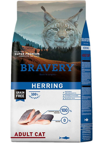 Сухой корм Herring Adult Cat для взрослых кошек с сельдью 600 г (8436538950685) Bravery (307930350)