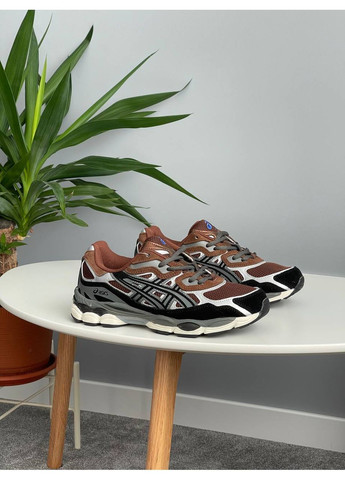Коричневі Осінні кросівки чоловічі і жіночі asics gel-nyc brown black grey | асікс гель-нюк коричневі No Brand