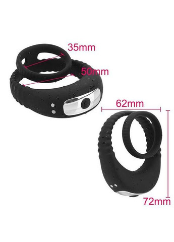 Чорне потрійне ерекційне віброкольцо на пенис і мошонку USB No Brand (368893162)