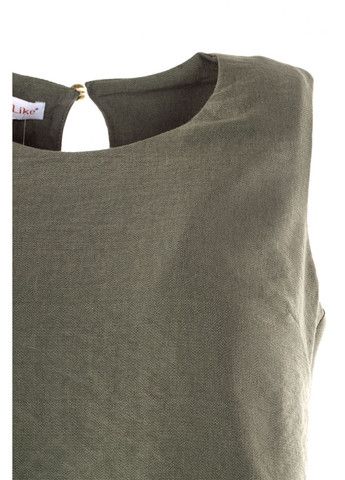 Хаки блуза без рукавов с круглым вырезом (ll176350047) LadyLike