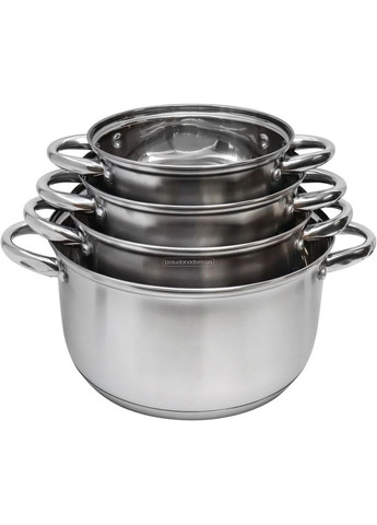 Набор кастрюль со стеклянными крышками и пятислойным дном кастрюли A-Plus1296 8 предметов A-Plus (351508278)