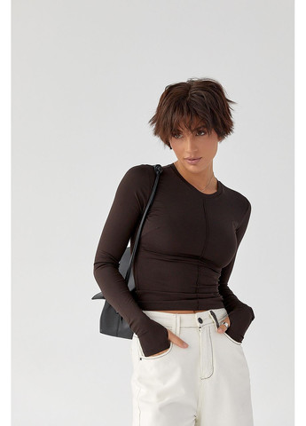 Однотонний лонг із еластичної тканини - темно-коричневий колір Lurex (364967715)