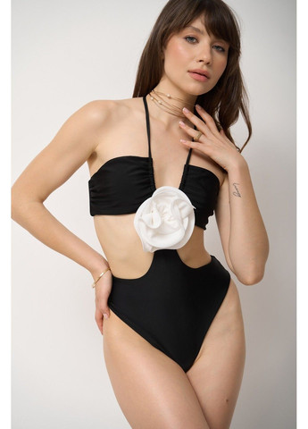 Черный летний купальник женский сплошной rose черный слитный Handy Wear