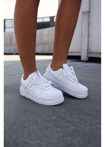 КРОСІВКИ ЖІНОЧІ NIKE AIR FORCE 1 PIXEL WHITE 2 НАЙК АІР ФОРС 1 ПРЕМІУМ No Brand білі демісезони (368888184)