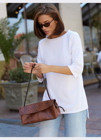 белая туника из французского трикотажа с удлинённой спинкой Dressa (363367693)