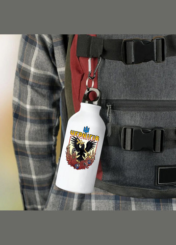 Фляга Чернігів (пляшка) для води з карабіном Металева #01 500 мл Білий No Brand (323639850)